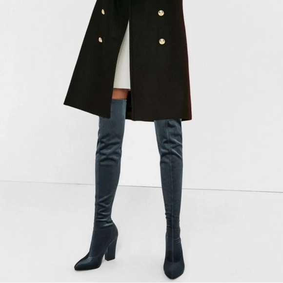 ZARA Over the knee velvet boots. Size 39 / US 8 - Picture 2 of 12